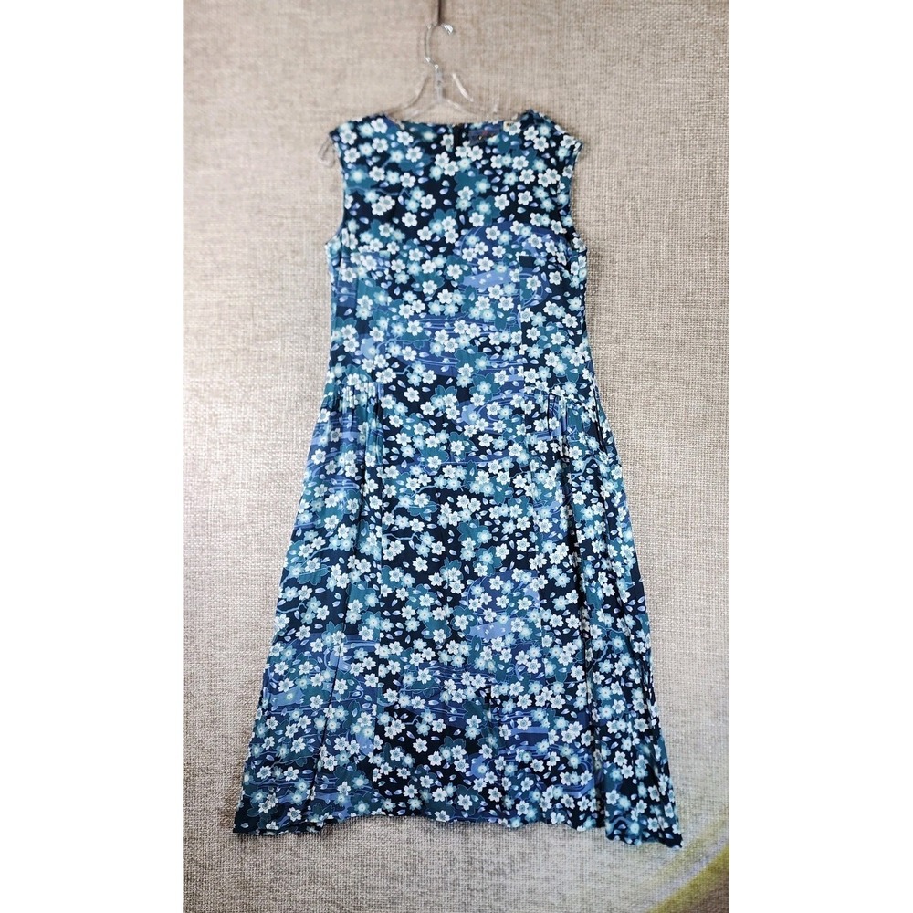 Blue Blue Japan Nagare Sakura Cherry Blossom Sleeveless Dress Womens OSFM Blue
